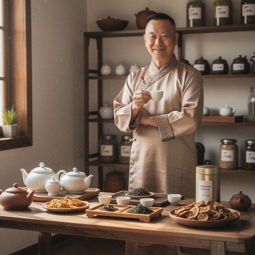 Žmogus, mėgaujantis Ichang Papeda širdies arbata gamtoje